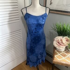 Vintage CITY TRIANGLES Womens Dress Medium Blue Strappy Midi Retro Y2K Grunge